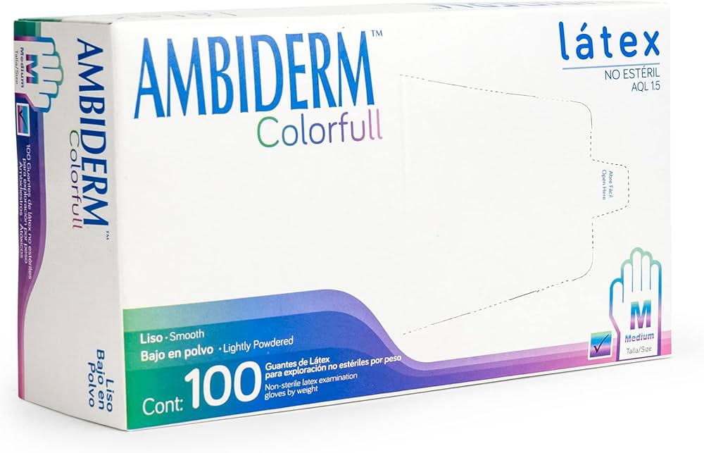 GUANTES AMBIDERM COLORFULL MEDIANO C/100