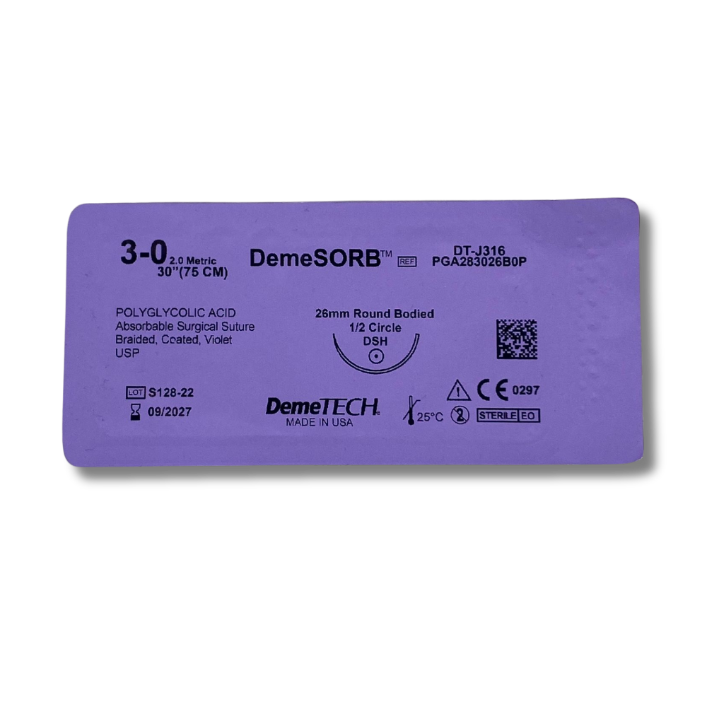 SUTURA VYCRIL 3-0 AC POLIGLIGOLICO 3-0 75CM*26 1/2 AHUSADA DemeTECH