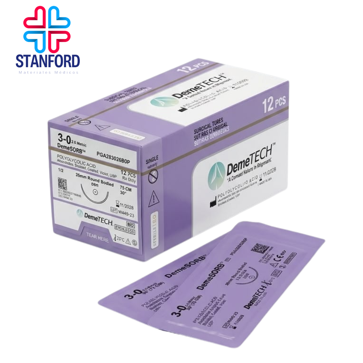 SUTURA VYCRIL 3-0 AC POLIGLIGOLICO 3-0 75CM*26 1/2 AHUSADA DemeTECH