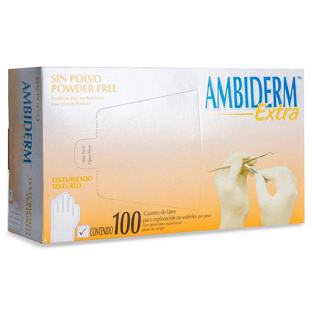 GUANTES LATEX SIN POLVO AMBIDERM TEXT. X-CHICO C /100