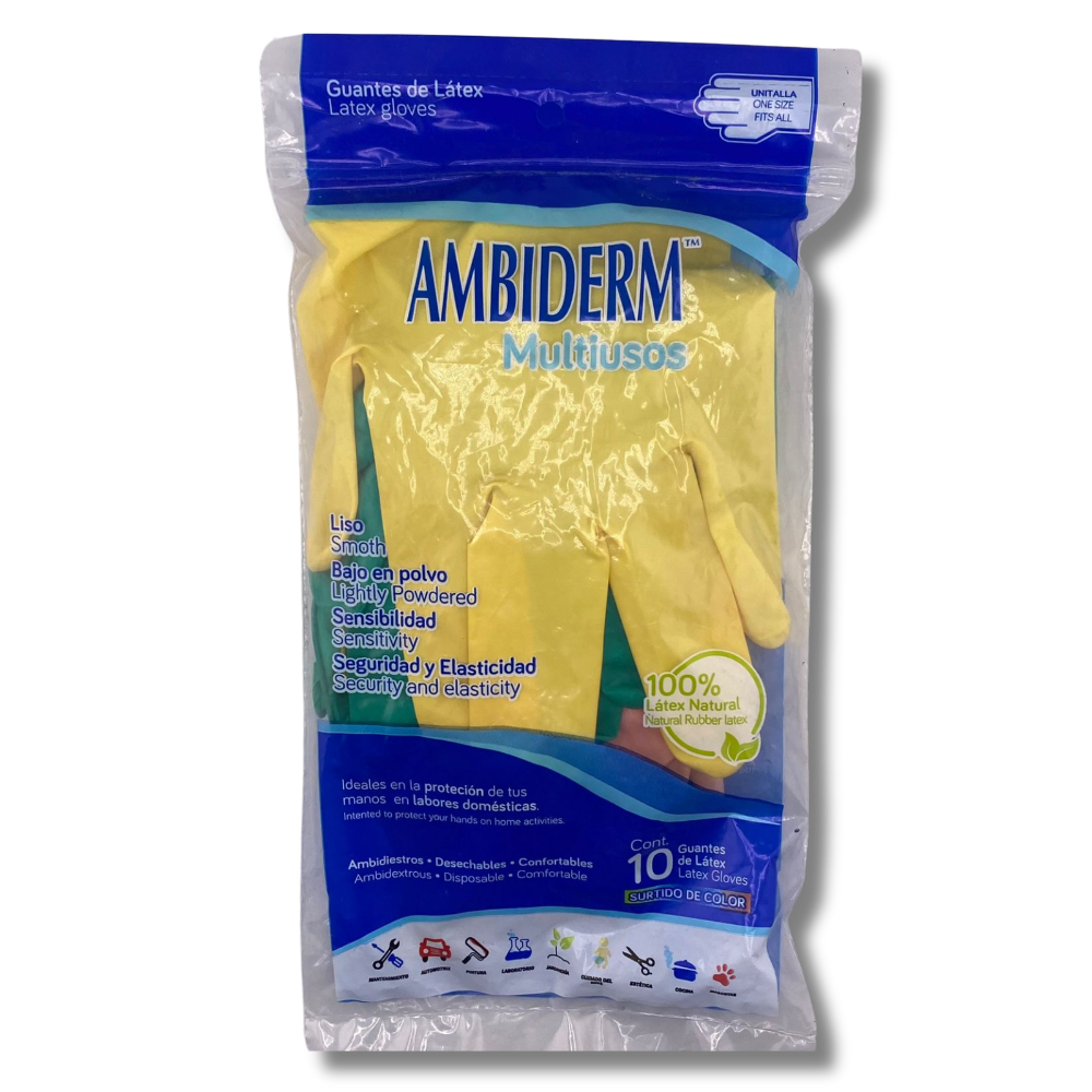 GUANTES AMBIDERM MEDIANO COLORFULL BOLSA C/20