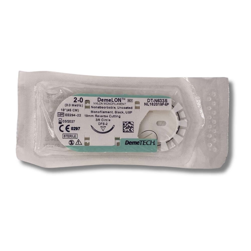 NYLON MONOFILAMENT 2/0 45CM 19MM 3/8 REVERSO PIEZA