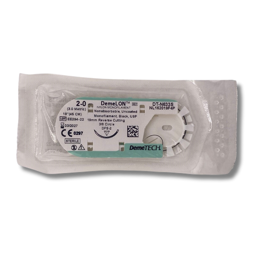 NYLON MONOFILAMENT 2/0 45CM 19MM 3/8 REVERSO PIEZA