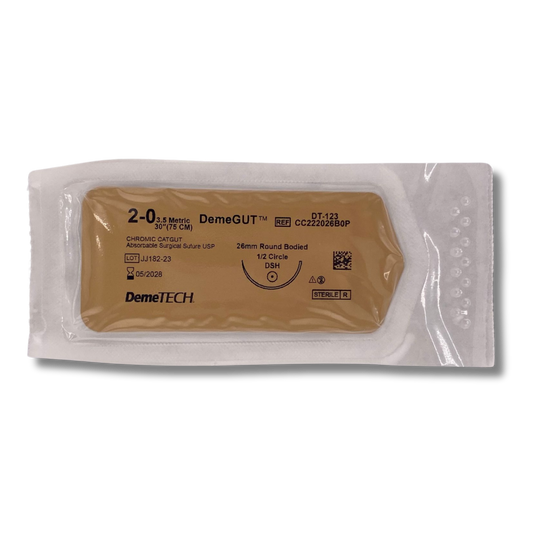 CATGUT CROMICO 2/O  75 CM 26MM 1/2 PZA