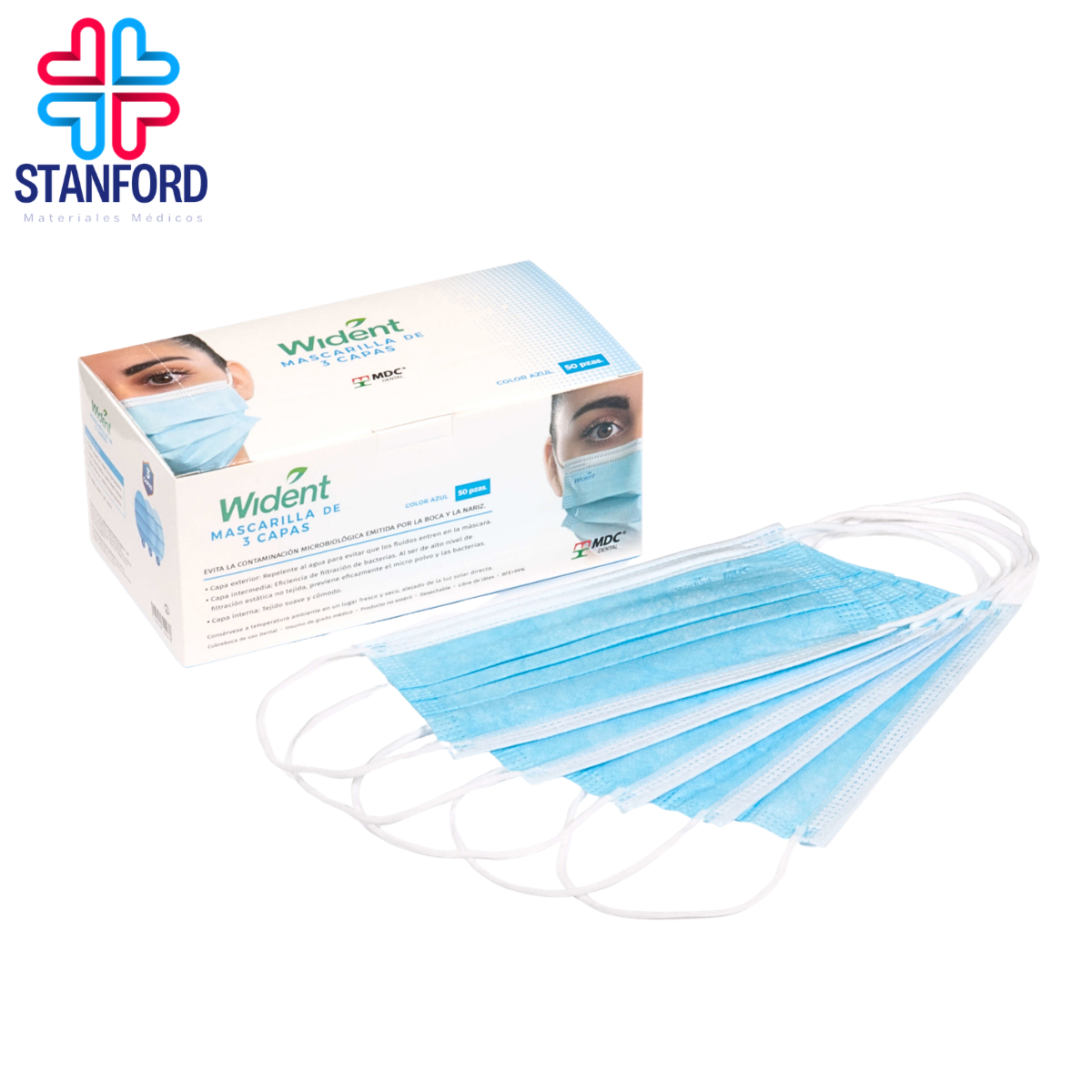 MASCARILLA WIDENT AZUL 3 CAPAS CAJA C/50