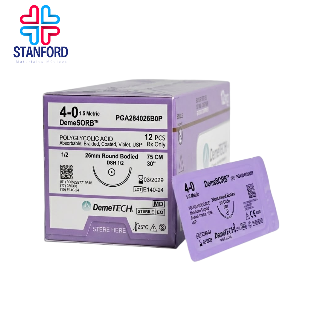 SUTURA VYCRIL 4-0 AC POLIGLICOLICO 75X26MM 1/2 AHUSADA PZA