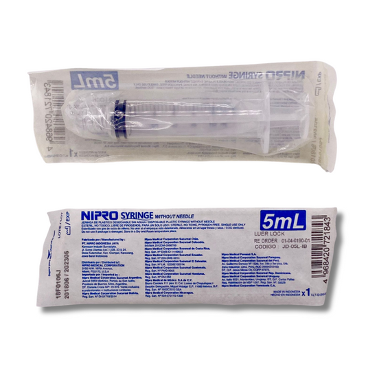JERINGA DESECHABLE 5ML SIN AGUJA PIEZA